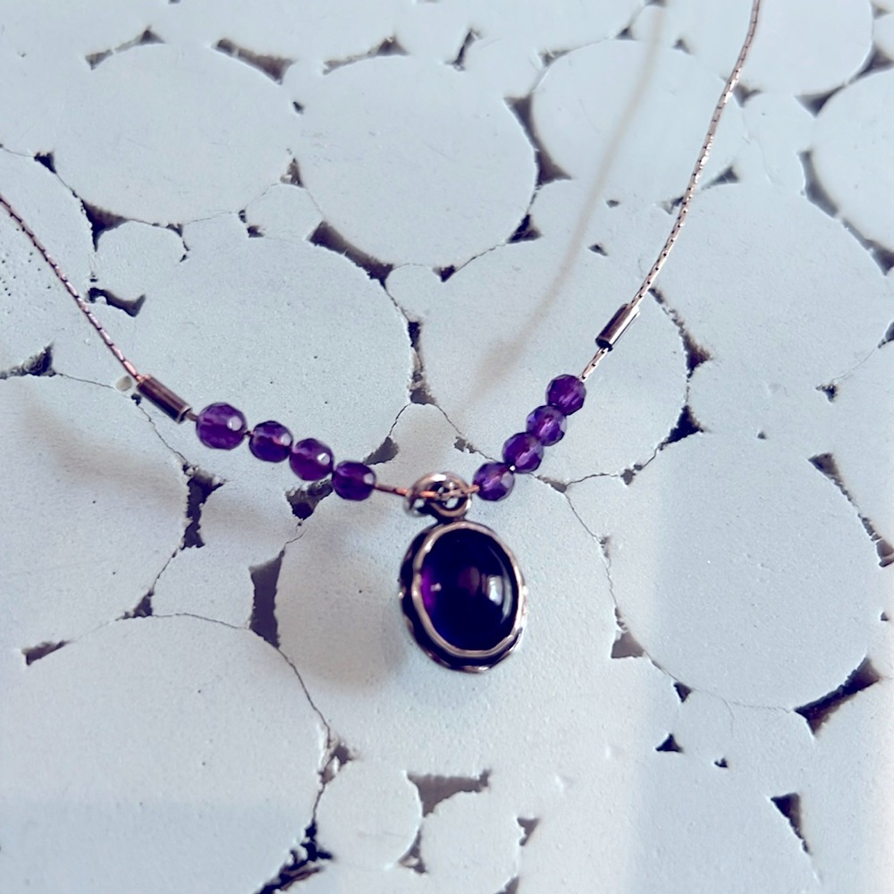 Retired Silpada Amethyst Necklace 925 Sterling Silver Statement